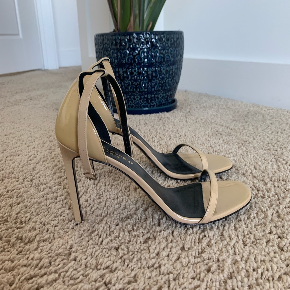 SAINT LAURENT Jane Heel Sandal Nude Size 38.5 - Picture 4 of 7